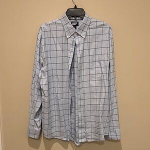 Lands' End Men's Light Blue Shirt with Navy Windowpane Check